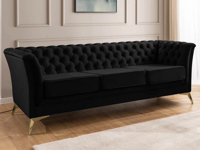 Whitby - Chesterfield Luxus 3-Sitzer Sofa aus Samt mit goldenen, silbernen oder schwarzen Füßen