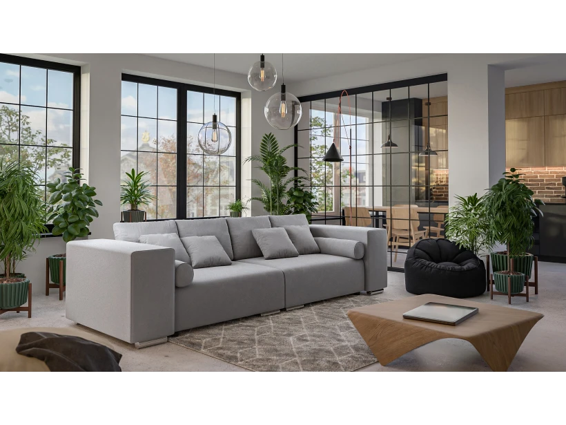 Vivian - Big Sofa mit Schlaffunktion, Boxspringfederung, Lounge Sofa mit vielen losen Kissen