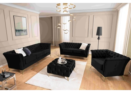 Whitby - Chesterfield Luxus 3-Sitzer Sofa aus Samt mit goldenen, silbernen oder schwarzen Füßen