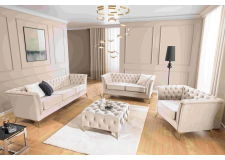 Whitby - Chesterfield Luxus 2-Sitzer Sofa aus Samt mit goldenen, silbernen oder schwarzen Füßen