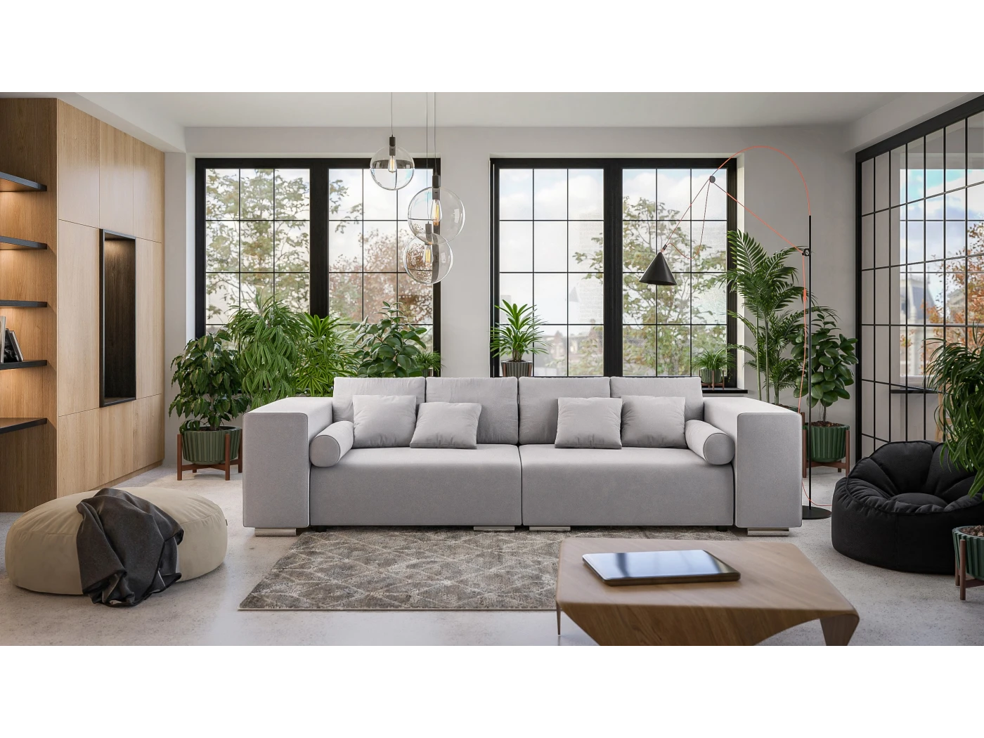 Vivian - Big Sofa mit Schlaffunktion, Boxspringfederung, Lounge Sofa mit vielen losen Kissen