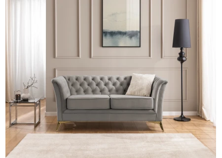 Whitby - Chesterfield Luxus 2-Sitzer Sofa aus Samt mit goldenen, silbernen oder schwarzen Füßen