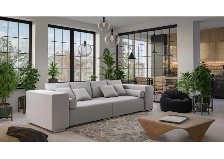 Vivian - Big Sofa mit Schlaffunktion, Boxspringfederung, Lounge Sofa mit vielen losen Kissen