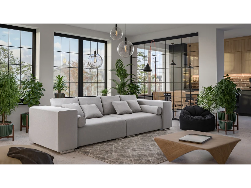 Vivian - Big Sofa mit Schlaffunktion, Boxspringfederung, Lounge Sofa mit vielen losen Kissen