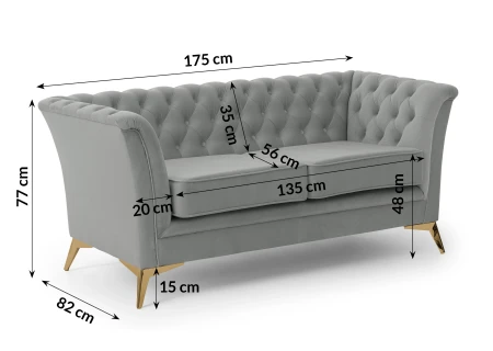 Whitby - Chesterfield Luxus 2-Sitzer Sofa aus Samt mit goldenen, silbernen oder schwarzen Füßen