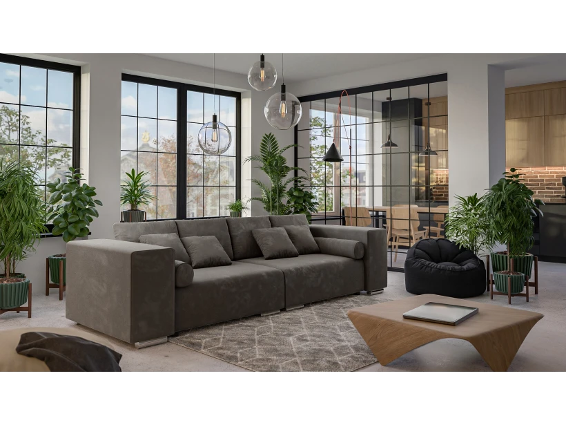 Vivian - Big Sofa mit Schlaffunktion, Boxspringfederung, Lounge Sofa mit vielen losen Kissen