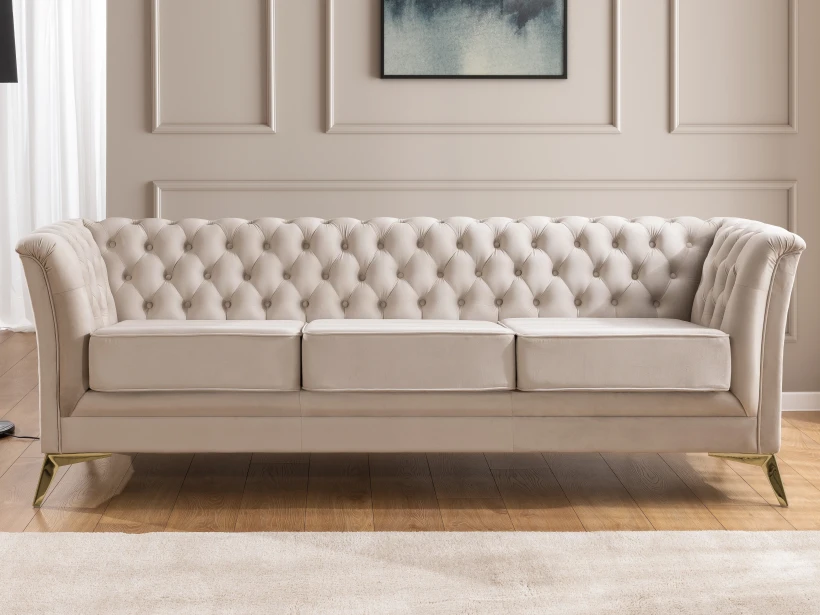 Whitby - Chesterfield Luxus 3-Sitzer Sofa aus Samt mit goldenen, silbernen oder schwarzen Füßen
