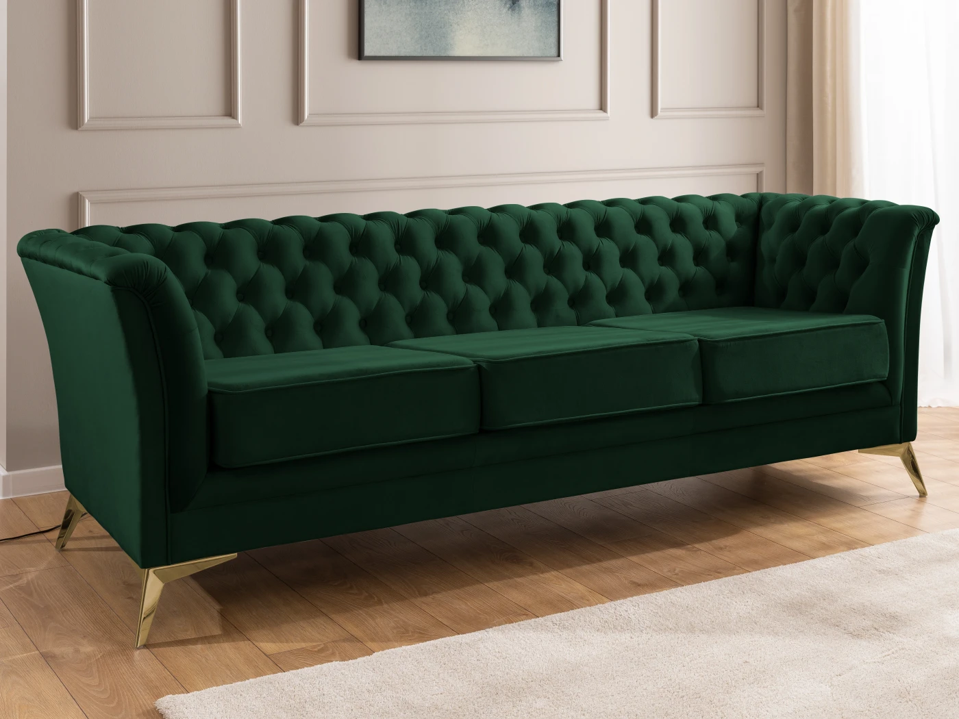Whitby - Chesterfield Luxus 3-Sitzer Sofa aus Samt mit goldenen, silbernen oder schwarzen Füßen