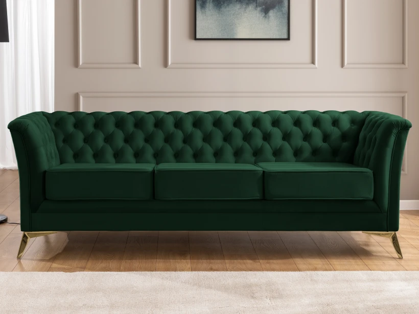 Whitby - Chesterfield Luxus 3-Sitzer Sofa aus Samt mit goldenen, silbernen oder schwarzen Füßen