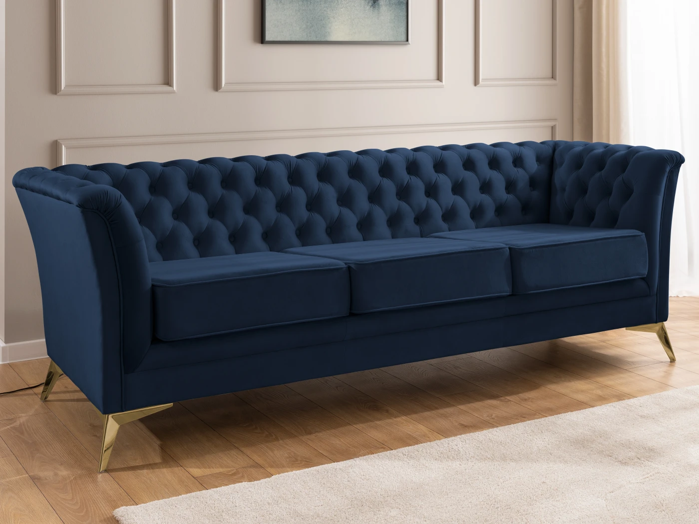 Whitby - Chesterfield Luxus 3-Sitzer Sofa aus Samt mit goldenen, silbernen oder schwarzen Füßen