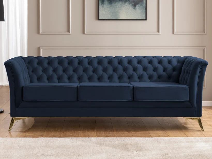 Whitby - Chesterfield Luxus 3-Sitzer Sofa aus Samt mit goldenen, silbernen oder schwarzen Füßen