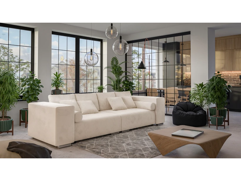 Vivian - Big Sofa mit Schlaffunktion, Boxspringfederung, Lounge Sofa mit vielen losen Kissen