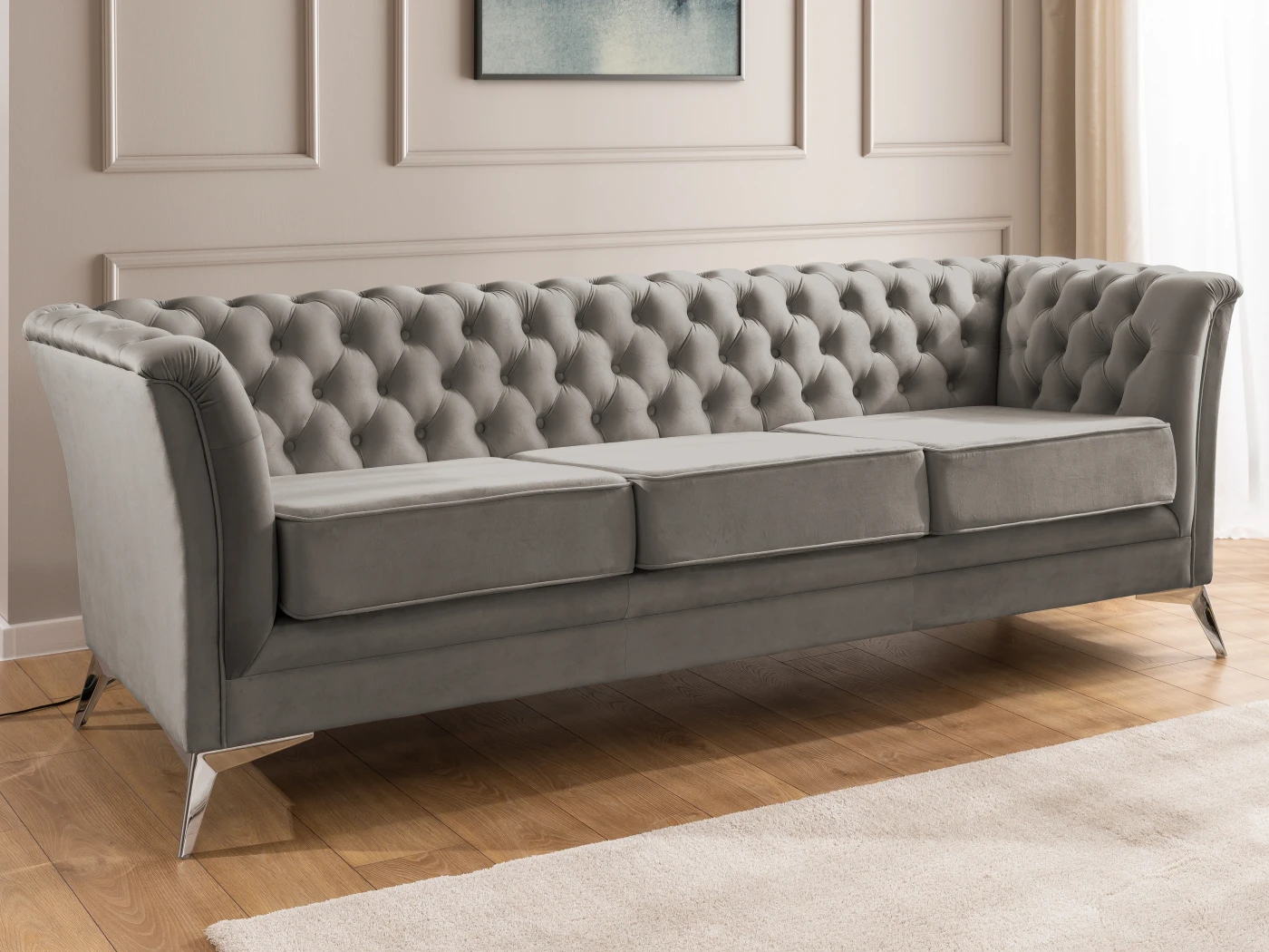 Whitby - Chesterfield Luxus 3-Sitzer Sofa aus Samt mit goldenen, silbernen oder schwarzen Füßen