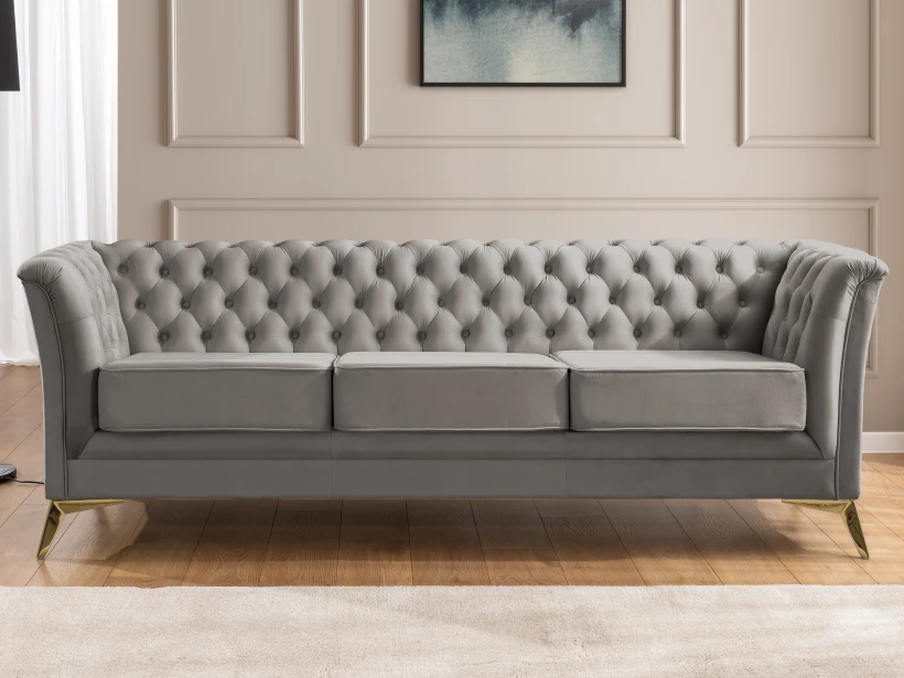Whitby - Chesterfield Luxus 3-Sitzer Sofa aus Samt mit goldenen, silbernen oder schwarzen Füßen