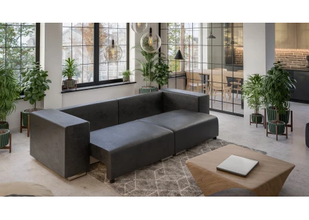 Calvin - Big Sofa mit Schlaffunktion, Boxspringfederung, Lounge Sofa mit vielen losen Kissen