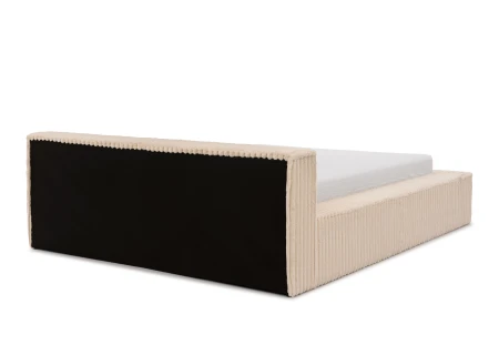 Noord - Modernes Polsterbett aus Plüschcord mit Lattenrost und großem Bettkasten