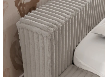 Noord - Modernes Polsterbett aus Plüschcord mit Lattenrost und großem Bettkasten