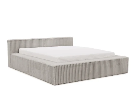 Noord - Modernes Polsterbett aus Plüschcord mit Lattenrost und großem Bettkasten