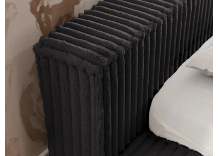 Noord - Modernes Polsterbett aus Plüschcord mit Lattenrost und großem Bettkasten