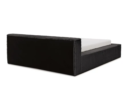 Noord - Modernes Polsterbett aus Plüschcord mit Lattenrost und großem Bettkasten