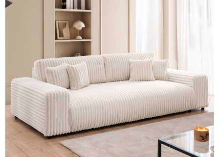 Mollis - Sofa mit Schlaffunktion und Bettkasten aus Plüschcord mit schöner Sitzkomfort