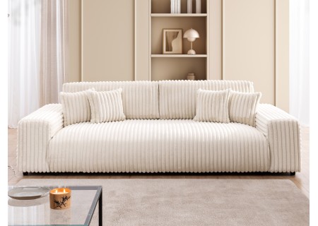 Mollis - Sofa mit Schlaffunktion und Bettkasten aus Plüschcord mit schöner Sitzkomfort