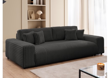 Mollis - Sofa mit Schlaffunktion und Bettkasten aus Plüschcord mit schöner Sitzkomfort