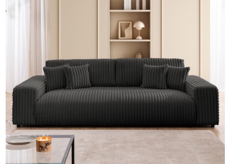 Mollis - Sofa mit Schlaffunktion und Bettkasten aus Plüschcord mit schöner Sitzkomfort