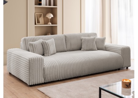 Mollis - Sofa mit Schlaffunktion und Bettkasten aus Plüschcord mit schöner Sitzkomfort