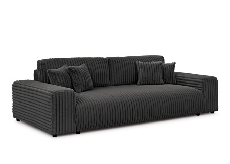 Mollis - Sofa mit Schlaffunktion und Bettkasten aus Plüschcord mit schöner Sitzkomfort