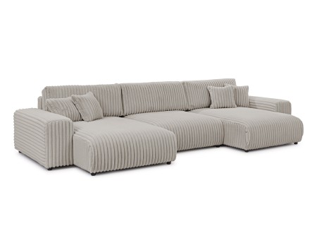 Mollis - Wohnlandschaft mit Schlaffunktion und Bettkasten aus Plüschcord mit schöner Sitzkomfort