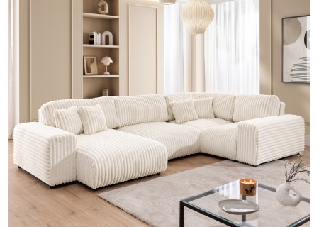 Mollis - Wohnlandschaft im XXL-Format aus Plüschcord mit schöner Sitzkomfort