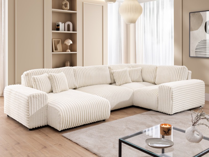 Mollis - Wohnlandschaft im XXL-Format aus Plüschcord mit schöner Sitzkomfort