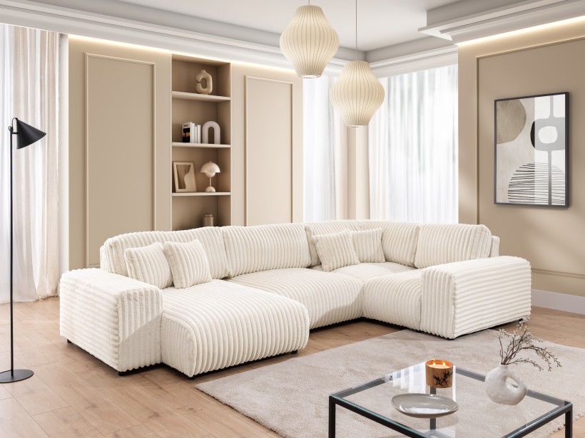 Mollis - Wohnlandschaft im XXL-Format aus Plüschcord mit schöner Sitzkomfort