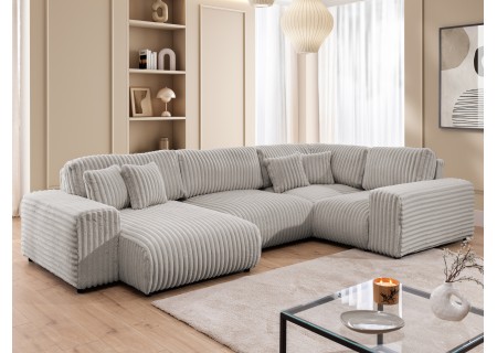 Mollis - Wohnlandschaft im XXL-Format aus Plüschcord mit schöner Sitzkomfort