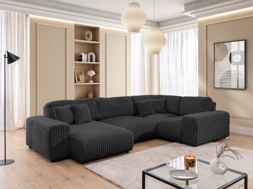 Mollis - Wohnlandschaft im XXL-Format aus Plüschcord mit schöner Sitzkomfort