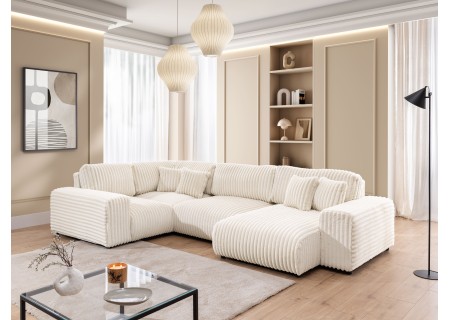 Mollis - Wohnlandschaft im XXL-Format aus Plüschcord mit schöner Sitzkomfort