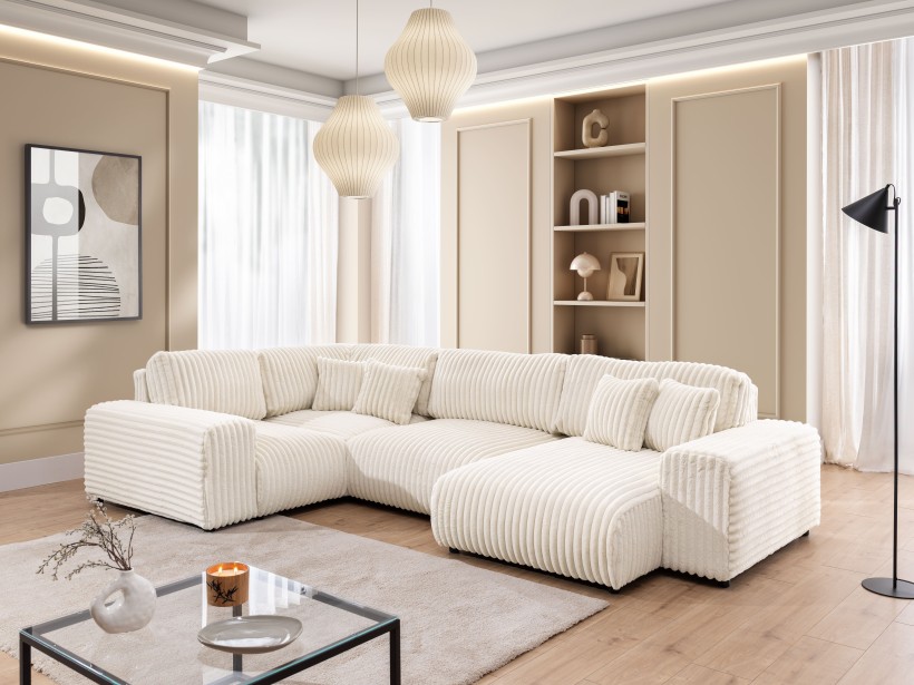 Mollis - Wohnlandschaft im XXL-Format aus Plüschcord mit schöner Sitzkomfort