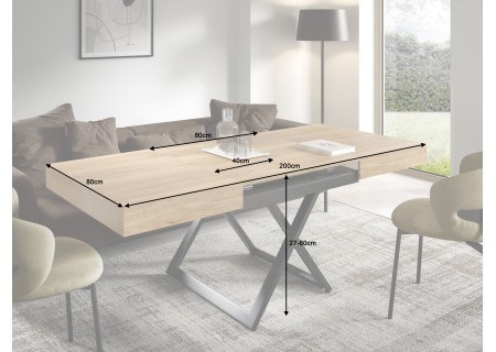 Elano - Luxuriöser und moderner Esstisch und Couchtisch in einem in Halifax Eiche mit schwarzen Metallfüßen und Hochwertige Vera