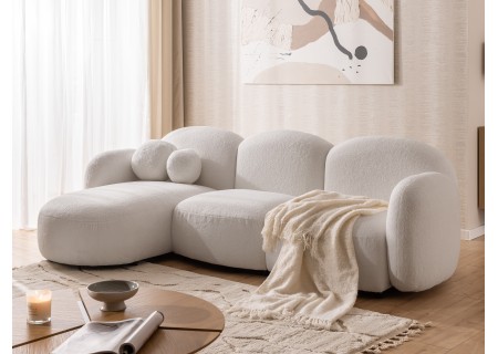 Nuvola - Modernes Ecksofa L-Form aus Bouclé-Stoff mit abgerundetem Design und hohem Sitzkomfort