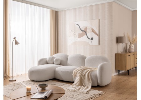 Nuvola - Modernes Ecksofa L-Form aus Bouclé-Stoff mit abgerundetem Design und hohem Sitzkomfort