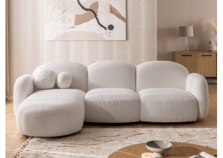 Nuvola - Modernes Ecksofa L-Form aus Bouclé-Stoff mit abgerundetem Design und hohem Sitzkomfort