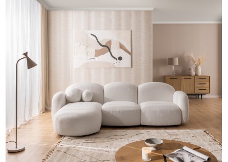 Nuvola - Modernes Ecksofa L-Form aus Bouclé-Stoff mit abgerundetem Design und hohem Sitzkomfort