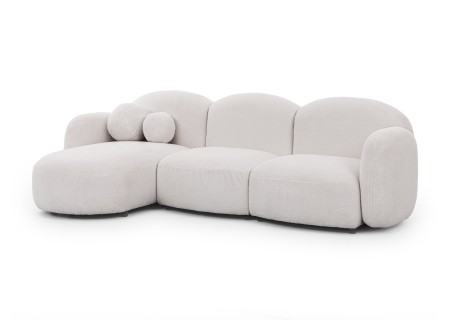 Nuvola - Modernes Ecksofa L-Form aus Bouclé-Stoff mit abgerundetem Design und hohem Sitzkomfort
