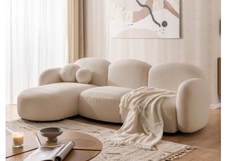 Nuvola - Modernes Ecksofa L-Form aus Bouclé-Stoff mit abgerundetem Design und hohem Sitzkomfort
