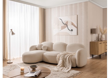Nuvola - Modernes Ecksofa L-Form aus Bouclé-Stoff mit abgerundetem Design und hohem Sitzkomfort