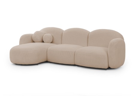 Nuvola - Modernes Ecksofa L-Form aus Bouclé-Stoff mit abgerundetem Design und hohem Sitzkomfort
