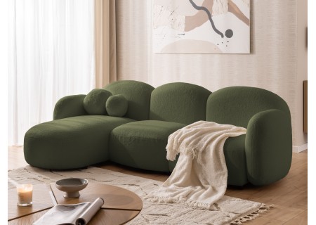 Nuvola - Modernes Ecksofa L-Form aus Bouclé-Stoff mit abgerundetem Design und hohem Sitzkomfort