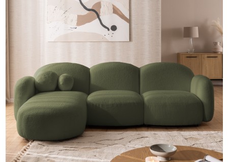 Nuvola - Modernes Ecksofa L-Form aus Bouclé-Stoff mit abgerundetem Design und hohem Sitzkomfort