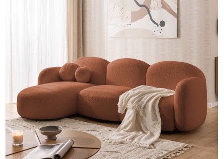 Nuvola - Modernes Ecksofa L-Form aus Bouclé-Stoff mit abgerundetem Design und hohem Sitzkomfort
